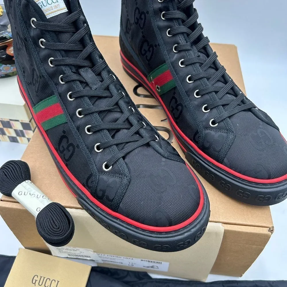 Men's Gucci tennis 1977 high top sneakers size 15.5 made in Italy